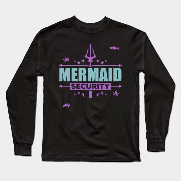Mermaid Security Funny Dad Swimming party Gift print Long Sleeve T-Shirt by theodoros20